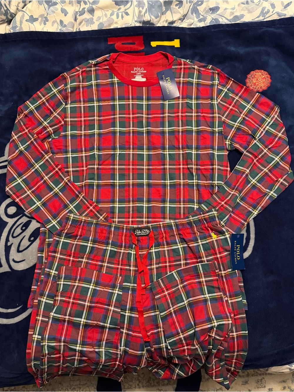NWT Polo Ralph Lauren Plaid Pajama Set Men’s Large Red Tartan Christmas